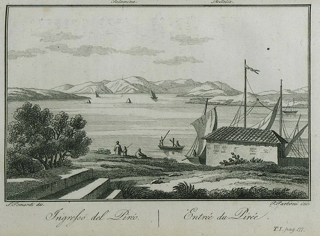 Incisione da - Viaggio nella Grecia fatto negli anni 1804, 1805 e 1806, ingresso nel Pireneo